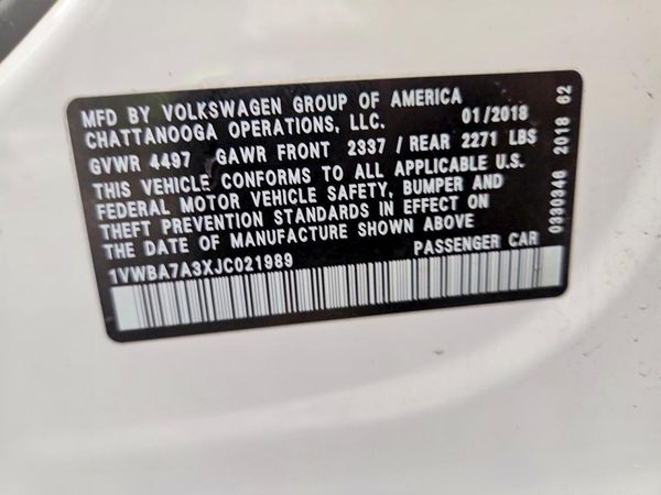 2018 VOLKSWAGEN PASSAT
