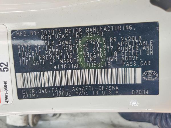 2020 TOYOTA CAMRY SE