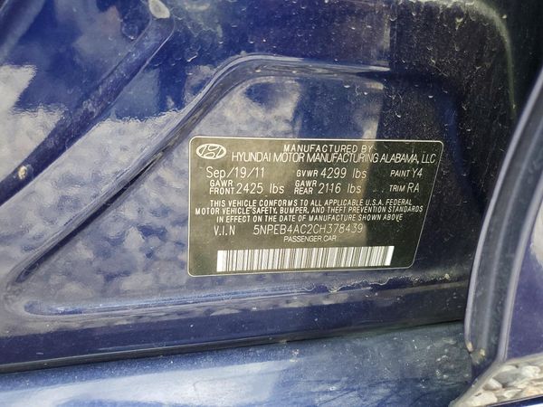 2012 HYUNDAI SONATA