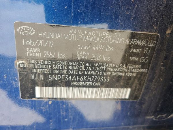 2019 HYUNDAI SONATA