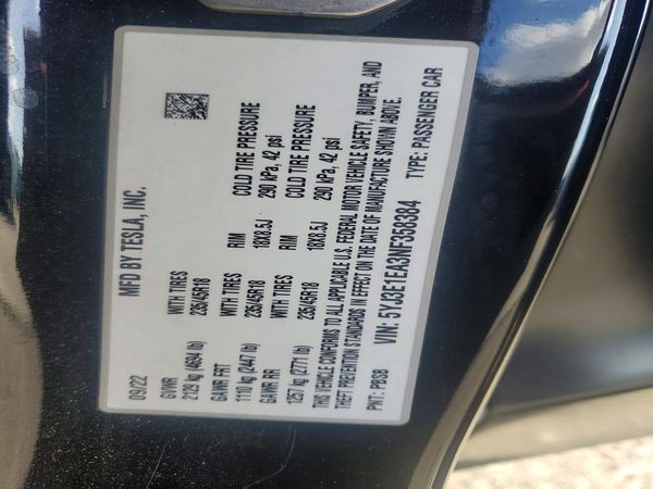 2022 TESLA MODEL 3