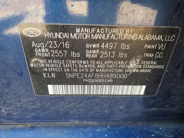 2017 HYUNDAI SONATA