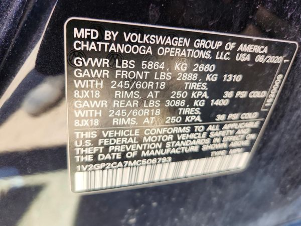 2021 VOLKSWAGEN ATLAS 4Motion S