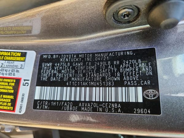 2021 TOYOTA CAMRY LE