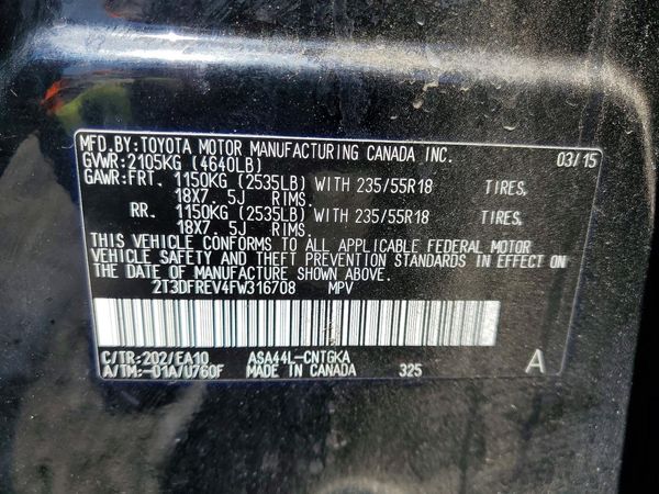 2015 TOYOTA RAV4 Limited (G Grade)