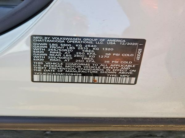 2021 VOLKSWAGEN ATLAS CROSS SPORT SE — VINS