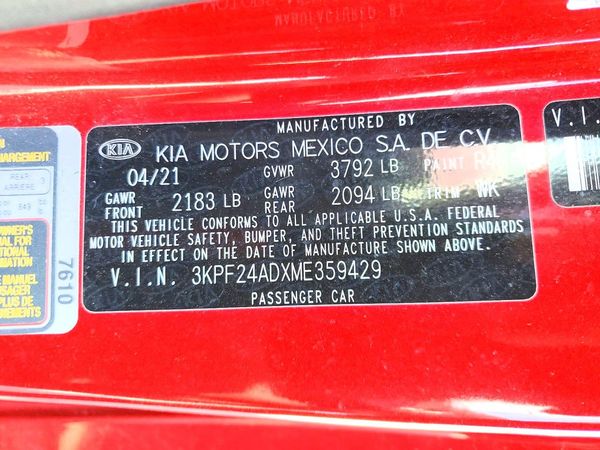 2021 KIA FORTE FE, LXS