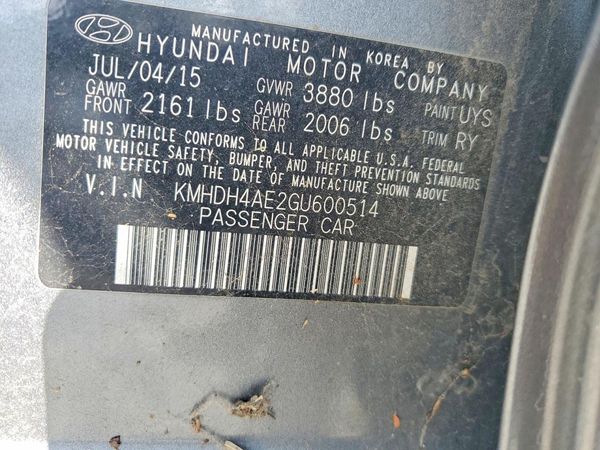 2016 HYUNDAI ELANTRA — VINS