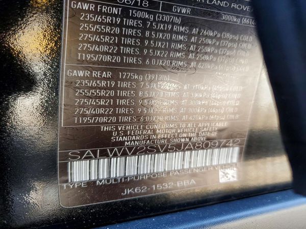 2018 LAND ROVER RANGE ROVER SPORT