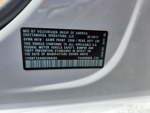 2017 VOLKSWAGEN PASSAT