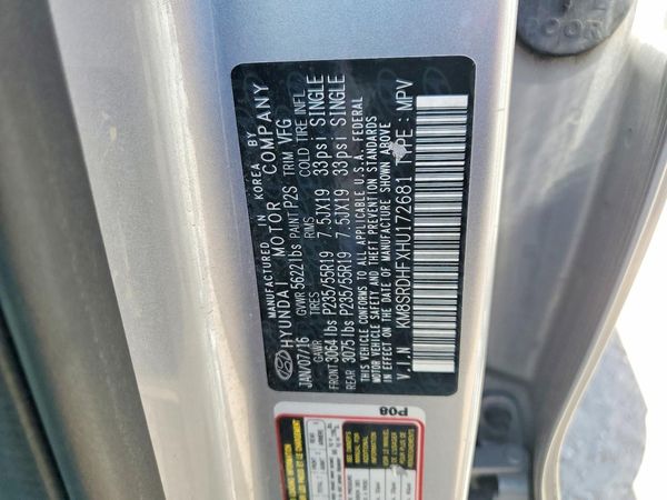 2017 HYUNDAI SANTA FE TOP