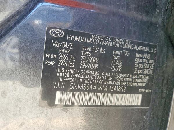 2021 HYUNDAI SANTA FE SEL w/ Convenience Pkg — VINS