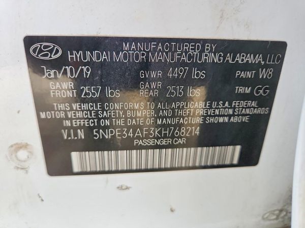 2019 HYUNDAI SONATA