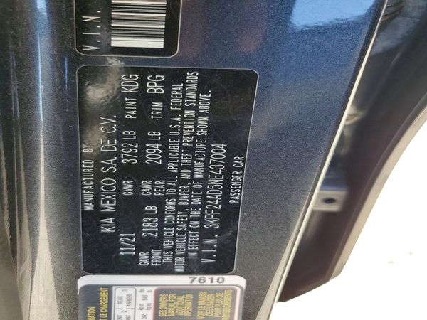 2022 KIA FORTE FE, LXS
