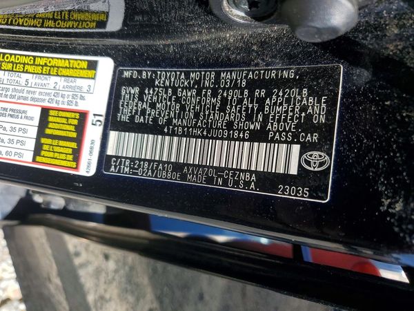 2018 TOYOTA CAMRY L/LE/SE/XLE