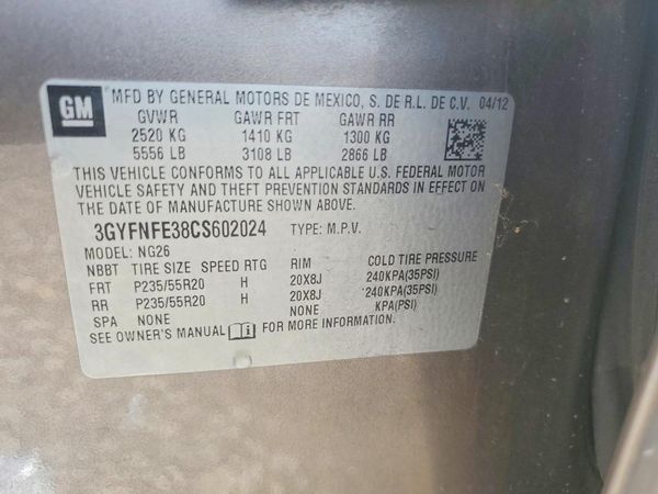 2012 CADILLAC SRX