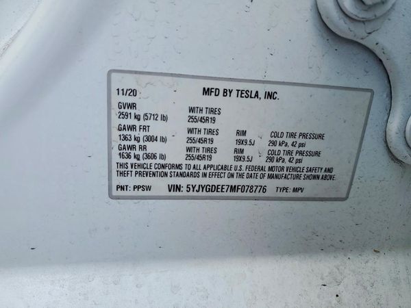 2021 TESLA MODEL Y