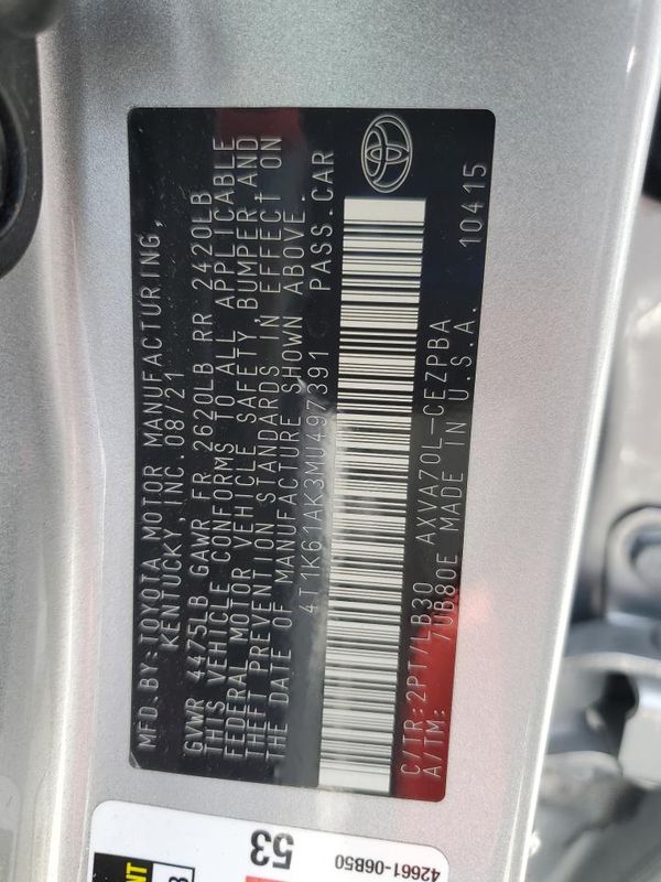 2021 TOYOTA CAMRY XSE