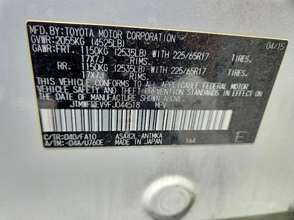 2015 TOYOTA RAV4 XLE (M Grade)