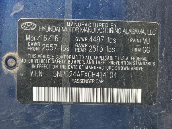 2016 HYUNDAI SONATA