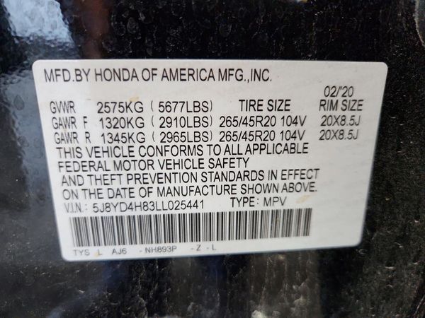 2020 ACURA MDX SH-AWD ADVANCE 6P