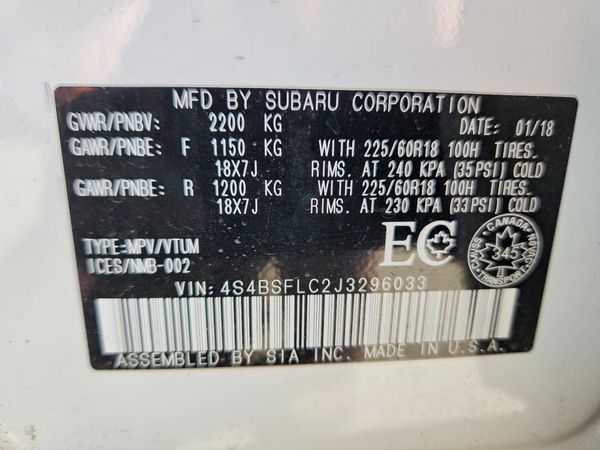 2018 SUBARU OUTBACK Limited+M/R+NAVI — VINS