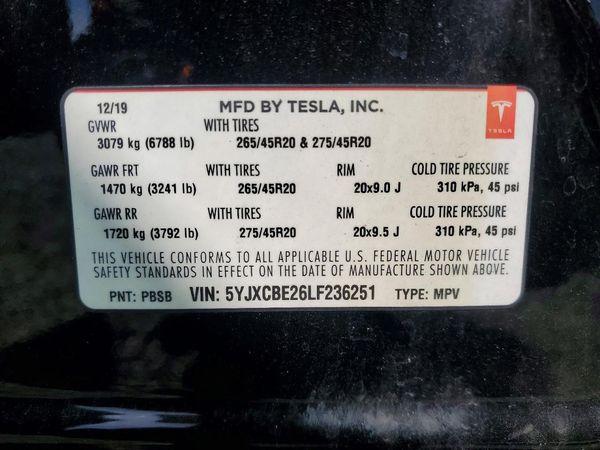 2020 TESLA MODEL X
