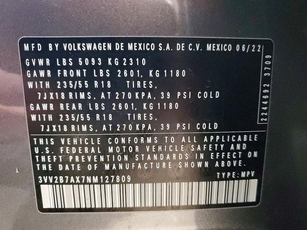 2022 VOLKSWAGEN TIGUAN 4Motion SE
