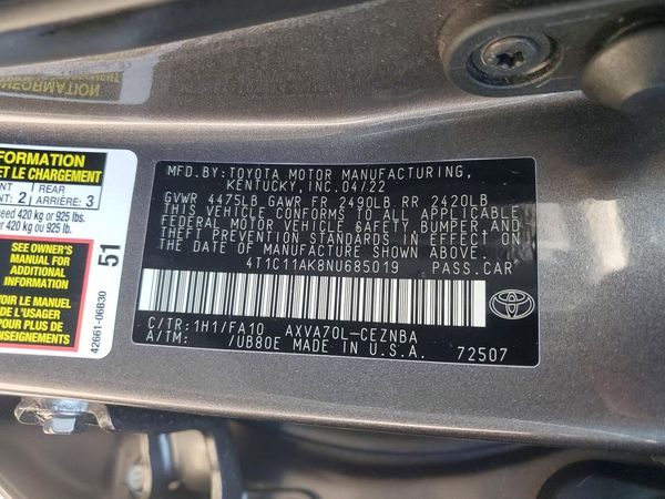 2022 TOYOTA CAMRY