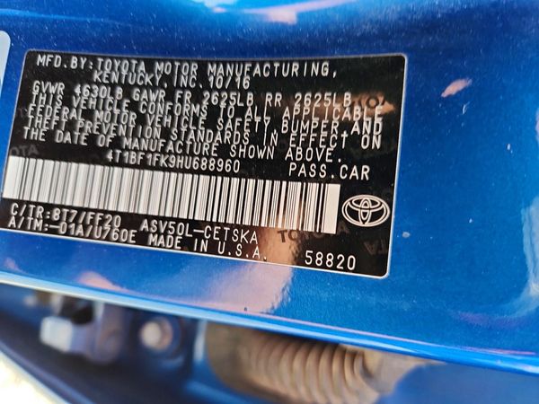 2017 TOYOTA CAMRY LE/SE/XLE/XSE