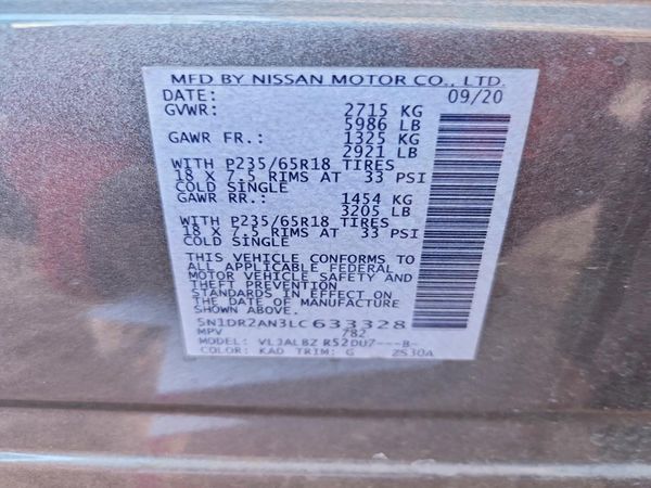 2020 NISSAN PATHFINDER S