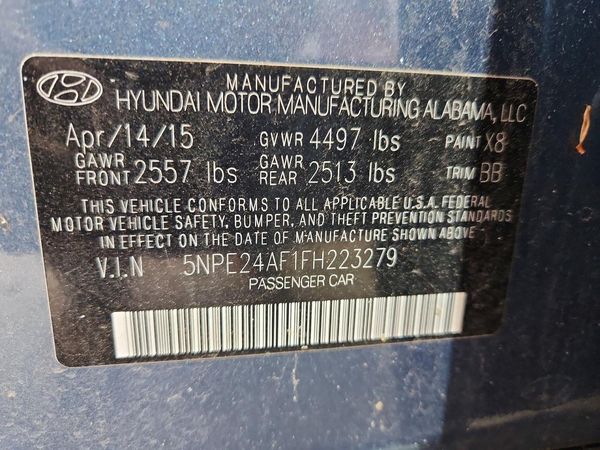 2015 HYUNDAI SONATA SE, ECO