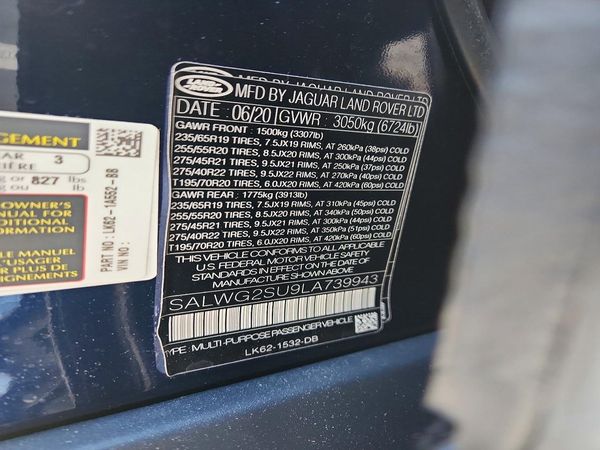 2020 LAND ROVER RANGE ROVER SPORT