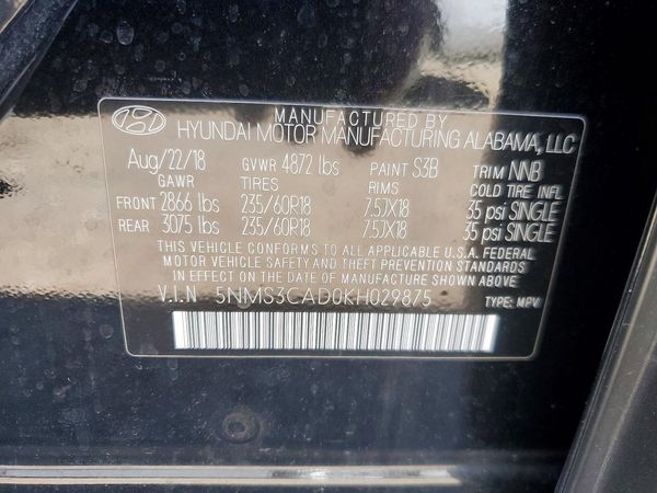 2019 HYUNDAI SANTA FE SEL, SEL Plus