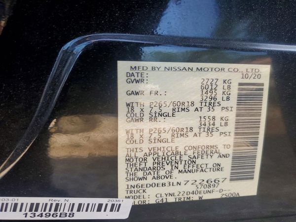 2020 NISSAN FRONTIER
