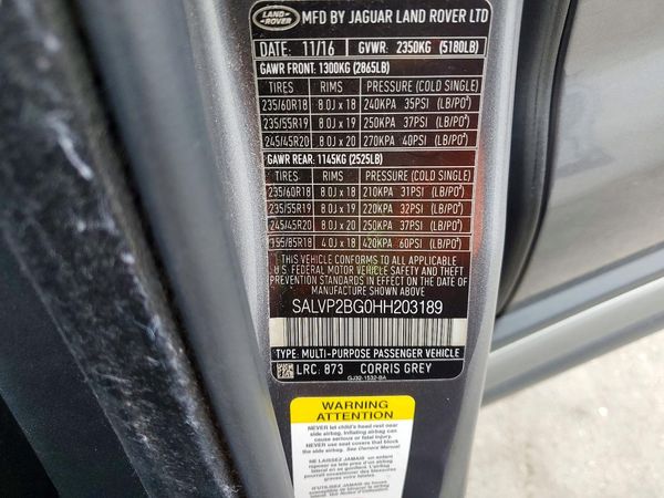 2017 LAND ROVER RANGE ROVER EVOQUE SE