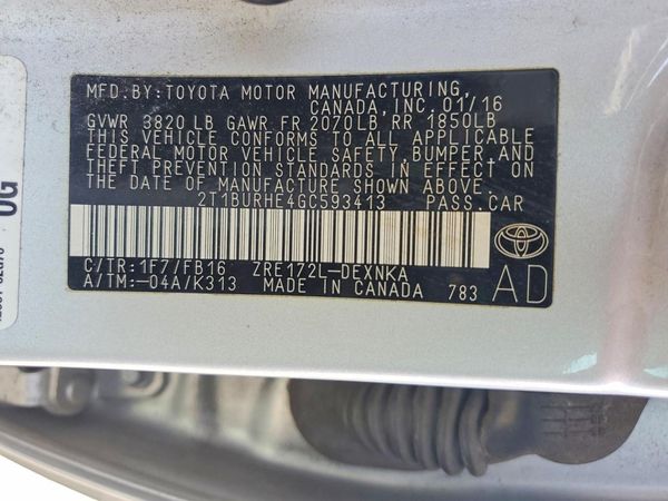 2016 TOYOTA COROLLA L/LE