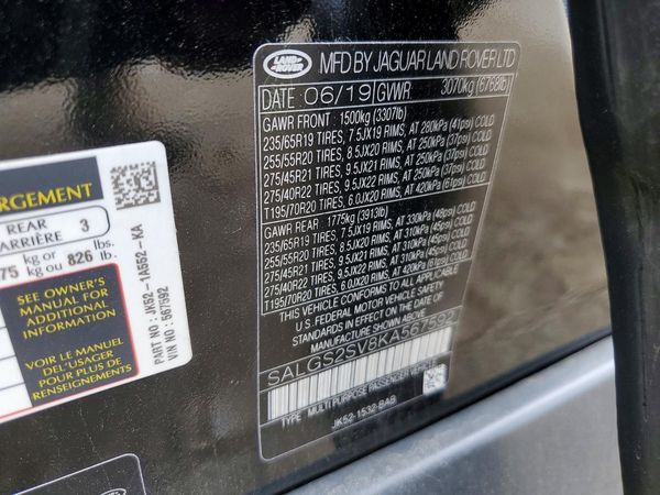 2019 LAND ROVER RANGE ROVER HSE