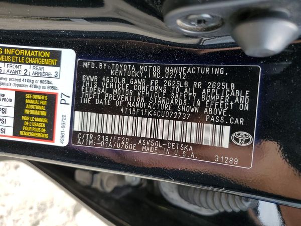 2012 TOYOTA CAMRY