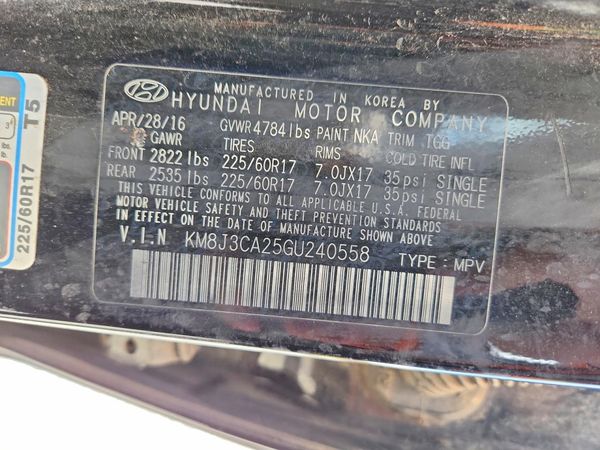 2016 HYUNDAI TUCSON — VINS