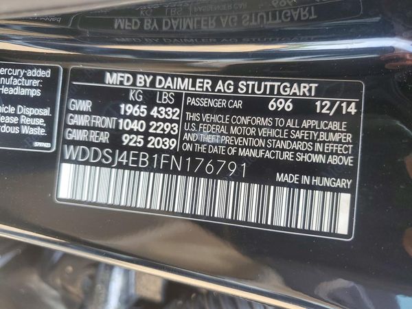 2015 MERCEDES-BENZ CLA-CLASS CLA250 — VINS