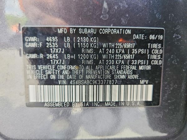 2019 SUBARU OUTBACK