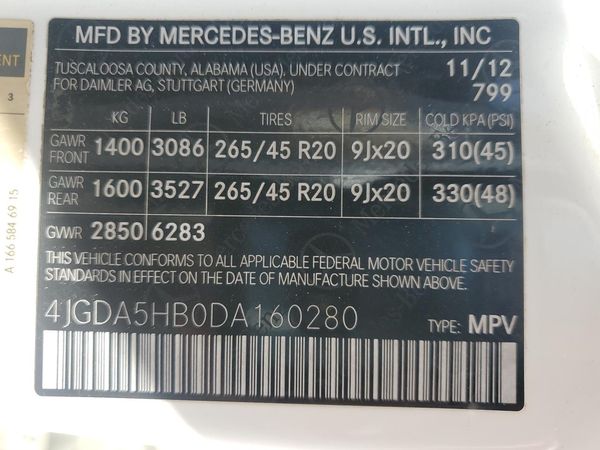 2013 MERCEDES-BENZ ML ML350 4-MATIC