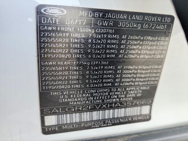 2017 LAND ROVER RANGE ROVER Base