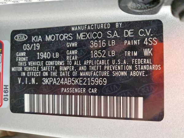 2019 KIA RIO LX, S