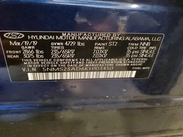 2019 HYUNDAI SANTA FE SE