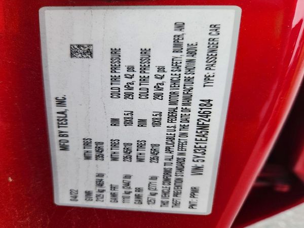 2022 TESLA MODEL 3