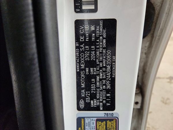 2021 KIA FORTE FE, LXS