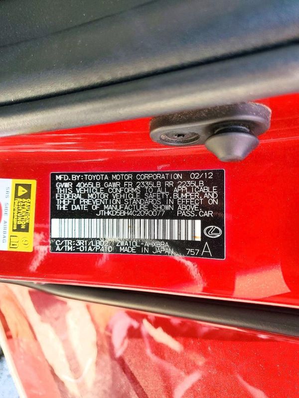 2012 LEXUS CT 200h