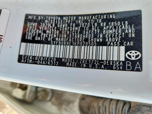 2019 TOYOTA COROLLA L/LE/SE/XLE/XSE